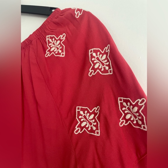 Ariat Kristine Top Brandy Apple Size Small Embroidered Western Flare Sleeve Boho - Picture 3 of 10